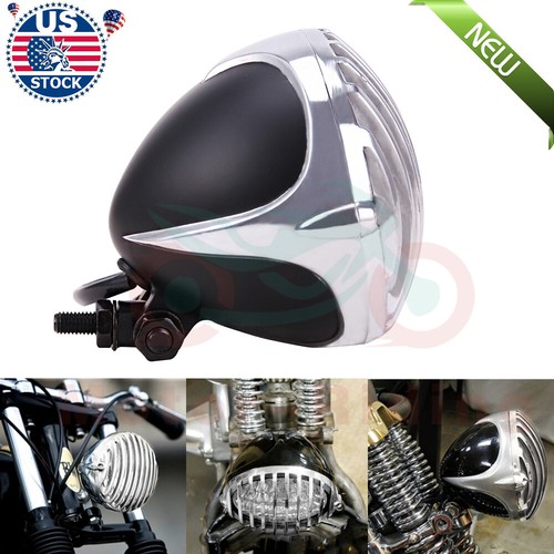 Black chrome headlight - chrome, finned